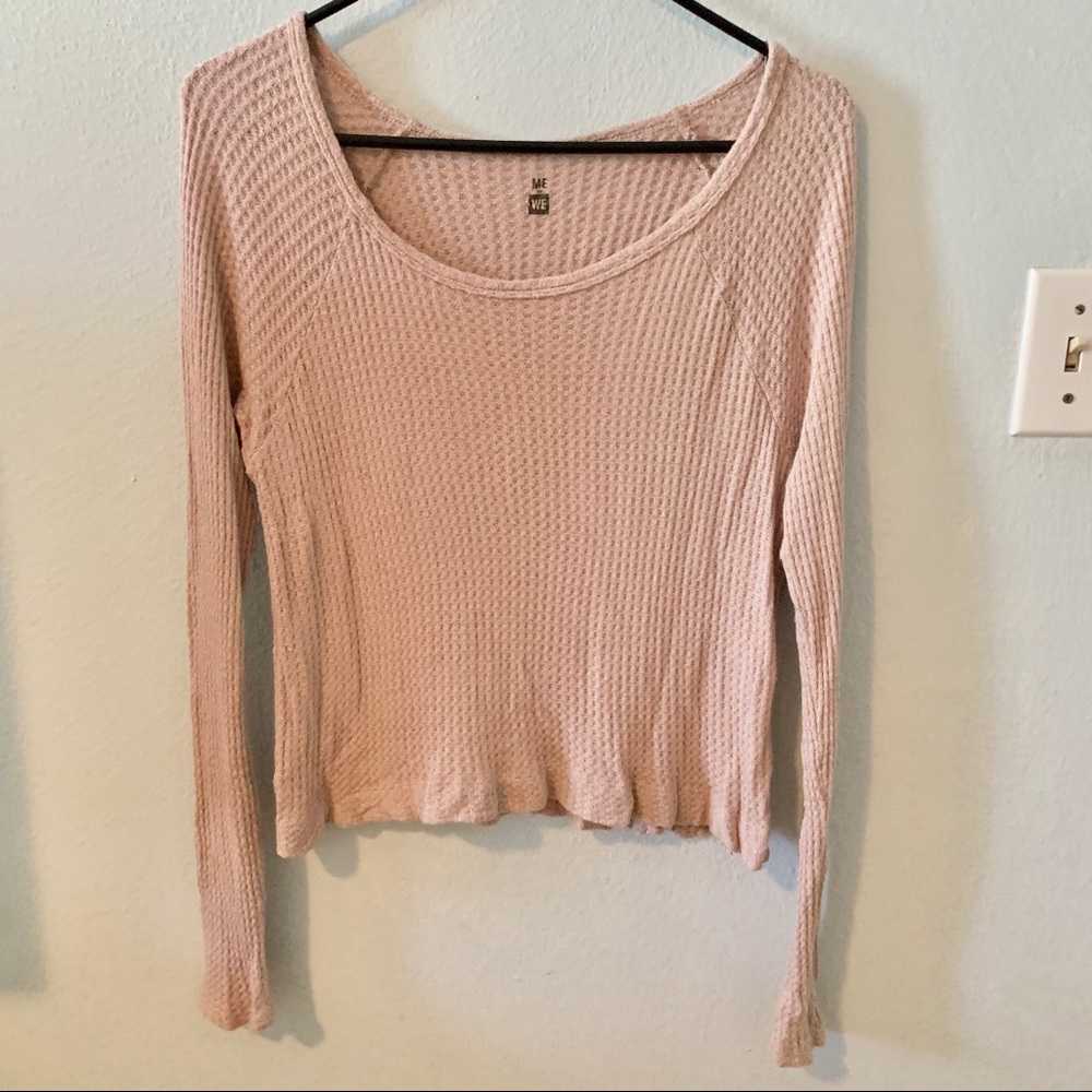 ME TO WE Pink Waffle Knit Long Sleeve
